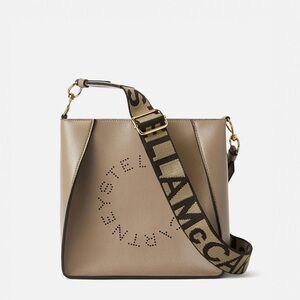 Stella McCartney mini Crossbody Handbag with Perforated Logo in light mushroom